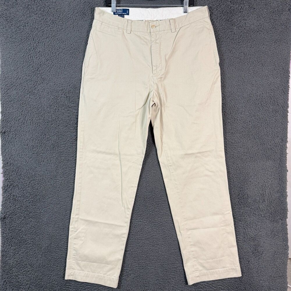 Vtg Polo Ralph Lauren Pants Mens 36x34 Beige Tan GI Pant Chino Preppy Casual Y2K